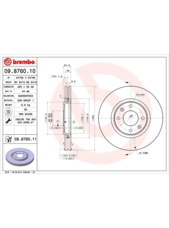 BREMBO 09.8760.10 | Fren Diski Opel Corsa F / Crossland X / Psa 283mm (Kaplamalı) Ön | 2 Adet