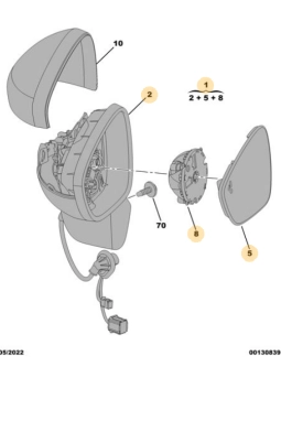 PSA 98110259IO | Opel Crossland Sağ Ayna Kapaksız Komple Orijinal
