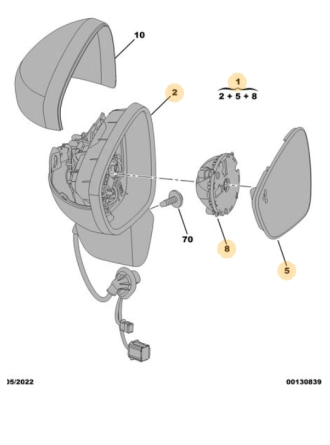 PSA 98110259IO | Opel Crossland Sağ Ayna Kapaksız Komple Orijinal