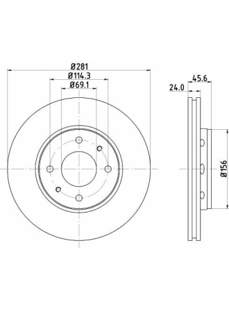 HELLA PAGID 8DD355107-031 | Fren Diski Ön Havalı (281-4)-(Mitsubishi Carisma 00 / 06 / Volvo S40-V40 00 /) | 2 Adet