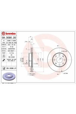 BREMBO 09.3090.20 | Fren Diski Ön Havalı (236-6)-(Chevrolet Kalos 02 / 10 / Aveo 05 / 10) | 2 Adet