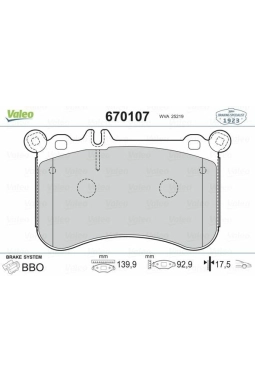 VALEO 670107 | Fren Balata Ön 12-E-Seri (W212-S212)-S-Seri (W221)