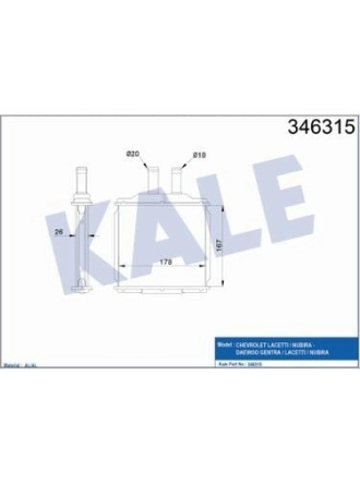 KALE 346315 | Chevrolet Lacetti Kalorifer Radyatörü