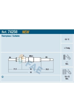 FAE 74258 | Kızdırma Bujisi Opel Antara 06-Chevrolet Captiva 06-Cruze 09-Lacetti 07-Nubira 05-2.0 D