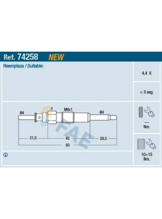 FAE 74258 | Kızdırma Bujisi Opel Antara 06-Chevrolet Captiva 06-Cruze 09-Lacetti 07-Nubira 05-2.0 D