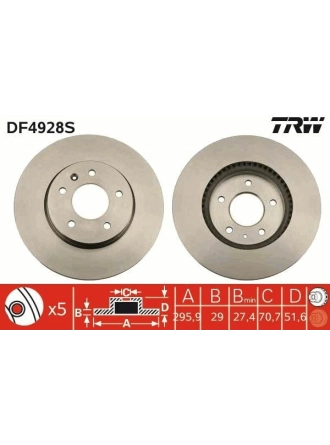 TRW DF4928S | Disk On (Ad) 07-Antara-Captiva Kaplamalı (Kutu Fıyat Tek) | 2 Adet