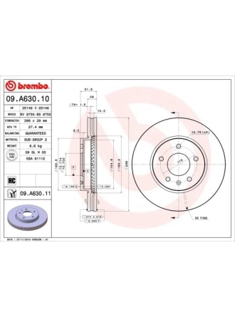 BREMBO 09.A630.10 | Fren Diski Ön Standard Chevrolet | 2 Adet