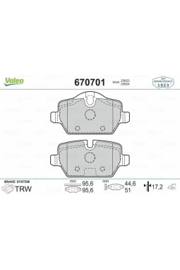 VALEO 670701 | Fren Balata Arka 06-3S-E90 1S-E81-E87