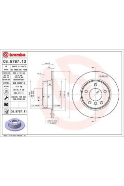 BREMBO 08.9787.11 | Fren Diski Arka Kaplamalı BMW E81-E87 116I 118D 118I | 2 Adet