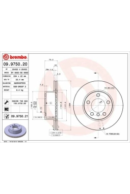 BREMBO 09.9750.21 | Fren Diski (BMW 1 Seri-F20 On / 1.16-1.18) | 2 Adet