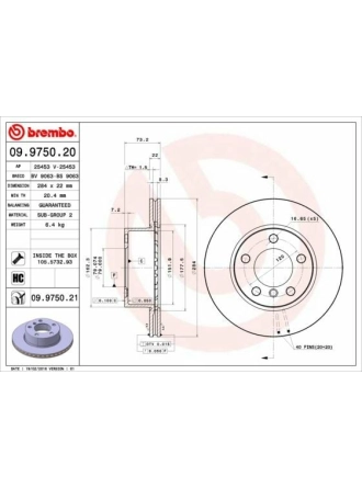 BREMBO 09.9750.21 | Fren Diski (BMW 1 Seri-F20 On / 1.16-1.18) | 2 Adet