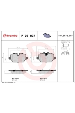 BREMBO P06037 | Fren Balatası Arka (BMW E87-90)