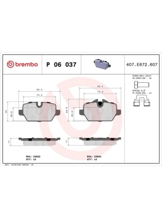 BREMBO P06037 | Fren Balatası Arka (BMW E87-90)
