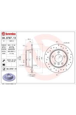 BREMBO 08.9787.1X | Fren Diski Arka Delikli BMW E81-E87 116I 118D 118I | 2 Adet
