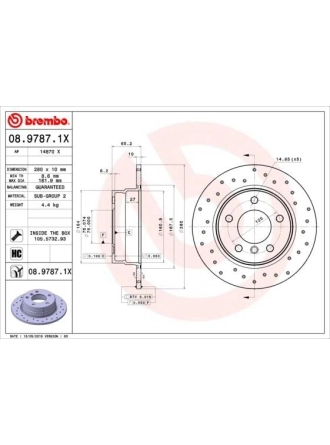 BREMBO 08.9787.1X | Fren Diski Arka Delikli BMW E81-E87 116I 118D 118I | 2 Adet