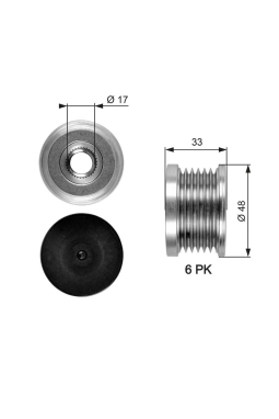 GATES OAP7054 | Alternatör Kasnağı 04-1-Seri (E81-E87) 3-Seri (E46-E90-E91) 5-Seri (E60) X1 (E84)