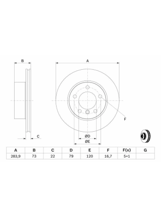 BOSCH 0986479W60 | Disk On (Ad) 05 > BMW 1S-E81-E87 | 2 Adet