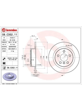 BREMBO 08.C352.11 | Fren Diski Arka (BMW F40-F45-F46-F48-F39 Mini F54-F60) | 2 Adet