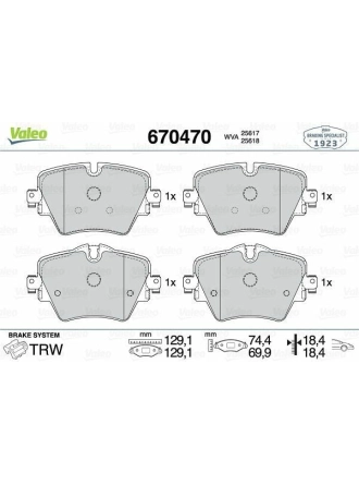 VALEO 670470 | Fren Balata Ön 14-2-Seri (F45-F46) 5-Seri (F90-G30-G31) X1-X2-X3-X4-Mini Cooper