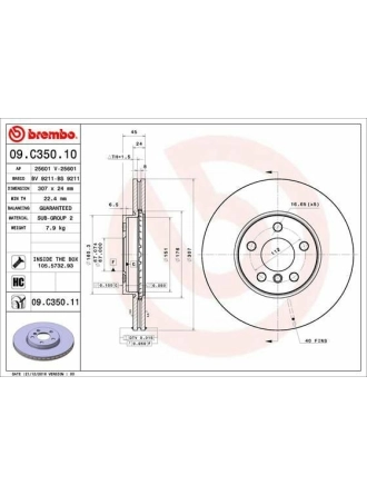 BREMBO 09.C350.11 | Fren Diski Ön (BMW F40-F45-F46-F48-F39 Mini F54-F60) | 2 Adet