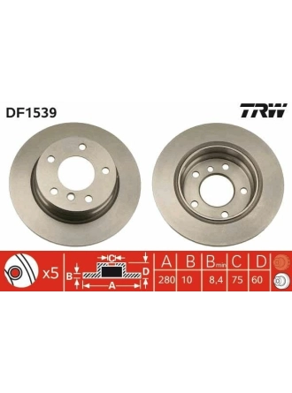 TRW DF1539 | Fren Diski Arka BMW E36 91-98 E46 97-05