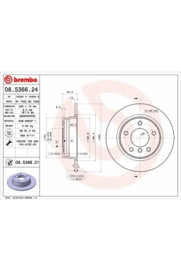 BREMBO 08.5366.24 | Fren Diski Arka Düz (BMW E36-E46) | 2 Adet