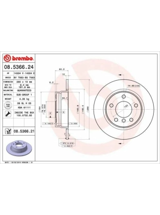 BREMBO 08.5366.24 | Fren Diski Arka Düz (BMW E36-E46) | 2 Adet