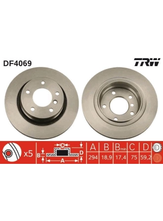 TRW DF4069 | Fren Diski Arka BMW 3 E46 98-Havalı