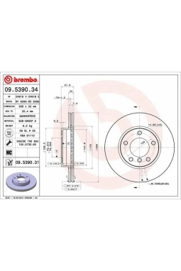 BREMBO 09.5390.34 | Fren Diski (BMW E36-E46 On Havalı) | 2 Adet