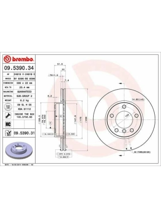 BREMBO 09.5390.34 | Fren Diski (BMW E36-E46 On Havalı) | 2 Adet