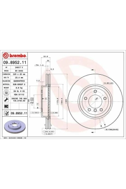 BREMBO 09.8952.11 | Fren Diski Ön Kaplamalı BMW E46 / 3.25-3.30 / 2001-2005 | 2 Adet