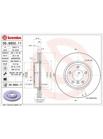 BREMBO 09.8952.11 | Fren Diski Ön Kaplamalı BMW E46 / 3.25-3.30 / 2001-2005 | 2 Adet