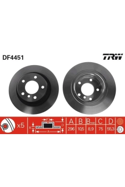 TRW DF4451 | Disk Arka 06-3S-E90 07-1S-E81-E87 | 1 Adet