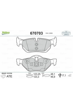 VALEO 670703 | Fren Balata Arka 05-1S-E81-82-87-88-3S-E90-E91-E92-E93