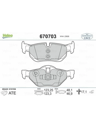 VALEO 670703 | Fren Balata Arka 05-1S-E81-82-87-88-3S-E90-E91-E92-E93