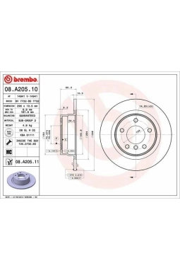 BREMBO 08.A205.10 | Fren Diski E-87 / 90 / 91 Arka 120 / 318 / 320 Düz Tek | 2 Adet