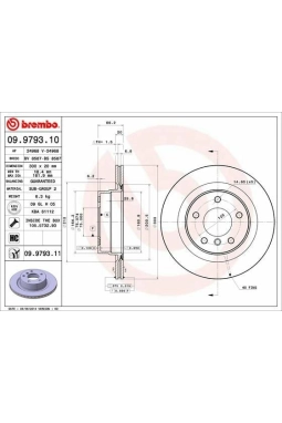 BREMBO 09.9793.11 | Fren Diski (BMW E87-E90-E92 Arka Havalı) Kaplamalı | 2 Adet