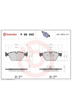 BREMBO P06040 | Fren Balatası Ön (BMW E-90 / 91 / 92 / 93 / 320I)