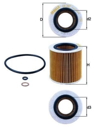 MAHLE OX387D | Yağ Filtresi 05-1-Seri (E81-E87-F20-F21) 3-Seri (E90-E91-F30-F80) 5-Seri (E60-E61-F10-F11)