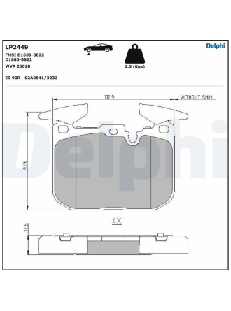 DELPHI LP2449 | Fren Balata Ön 13-1-Seri (F21) 2-Seri (F22-F23) 3-Seri (F30-F31-F35-F80)