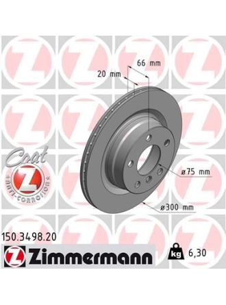 ZIMMERMANN 150.3498.20 | BMW E87 / E90 / F30 Arka Disk Adet 34216855007-34216792227 | 1 Adet