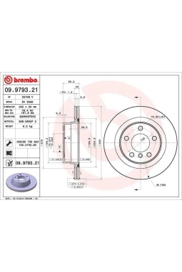 BREMBO 09.9793.21 | Fren Diski Arka BMW F20 F30 F32 F36 Spor Tip 2012-19 Kaplamalı | 2 Adet