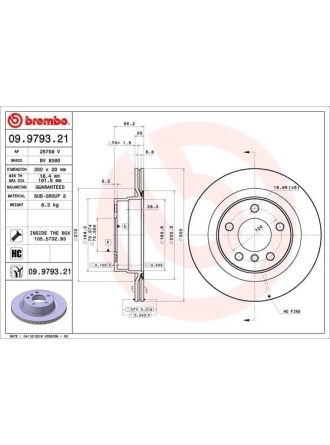 BREMBO 09.9793.21 | Fren Diski Arka BMW F20 F30 F32 F36 Spor Tip 2012-19 Kaplamalı | 2 Adet