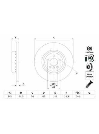 BOSCH 0986479F61 | Disk Arka (Ad) 18-3-Seri (G20-G21-G28-G80) 5-Seri (G30-G31-F90) | 2 Adet
