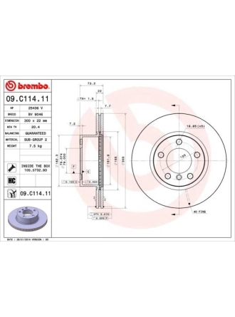 BREMBO 09.C114.11 | Fren Diski F-20 / 30 Ön Tek | 2 Adet