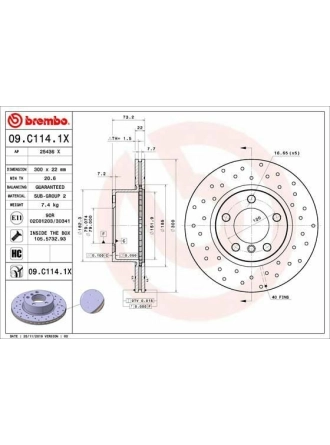 BREMBO 09.C114.1X | Fren Diski Ön Hava Kanallı Delikli (BMW F20-F30-F32) | 2 Adet