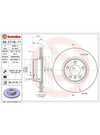 BREMBO 09.C116.11 | Fren Diski F-30 / 32 / 34 Ön Tek