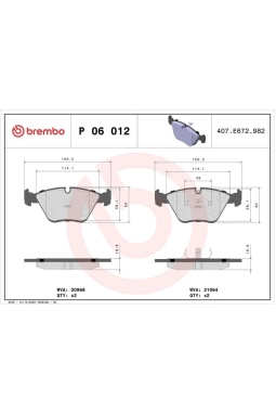 BREMBO P06012 | Fren Balatası Ön Wva 20968 (BMW E32 / E34) Low-Met