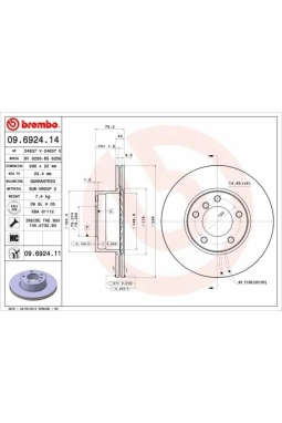 BREMBO 09.6924.11 | Fren Diski Ön Kaplamalı Havalı 296 mm (BMW 5 Serıe E39 520-523-525-528-530-535) | 2 Adet