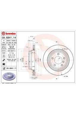 BREMBO 09.6841.11 | Fren Disk Arka Havalı (BMW 5 Serisi E39 / 96-03) | 2 Adet